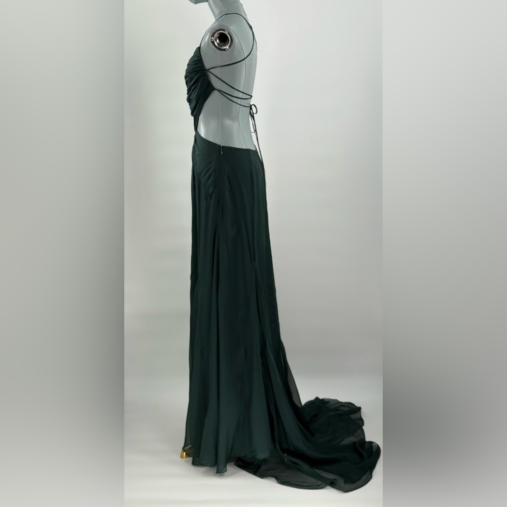 🆕 CULT GAIA 🧿 NWOT Aphea Silk Cut Out Backless Dress, Forest Green - Sz US 4 - Picture 10 of 16